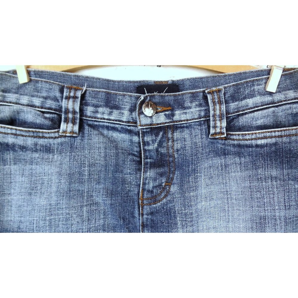 90s vintage distressed faded dark blue cotton jean denim pencil skirt - Picture 5 of 8